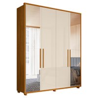 Guarda Roupa Casal 4 Portas Com Espelho MDF Greco 188 cm Cinamomo Off White Madetec