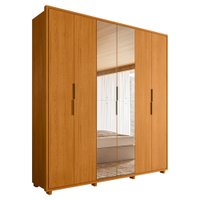 Guarda Roupa Casal Matisse 6 Portas Com Espelho MDF 210 cm Cinamomo Madetec