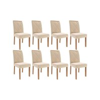 Cadeira Cozinha Fernanda Wood Kit 8 Un Carvalho/Suede Nude Bege - Cimol