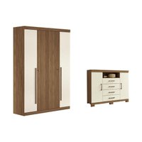 Quarto Completo Modu +Cômoda QC337 Jatoba/Areia - Santos Andirá