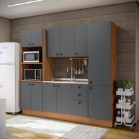 Cozinha Modulada Pixel Kappesberg 100% MDP Canela/Cinza Sagrado 240cm