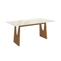 Mesa Multiuso Cozinha Mila Premium Madeira Maciça c/ Tampo Madeirado c/ Vidro 160x90cm Carvalho/Off White - Kappesberg