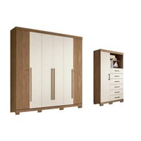 Quarto Completo Modu 2 Peças (1GuardaRoupa+1Cômoda) QC373 Jatoba/Areia - Santos Andirá