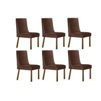 Kit 6 Cadeiras Sala Jantar Dakota 6 Un Naturalle/Suede Marrom - Rufato