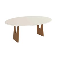 Mesa Multiuso Cozinha Mila Madeira Maciça c/ Tampo Madeirado c/ Vidro 180x105cm Carvalho/Off White - Kappesberg
