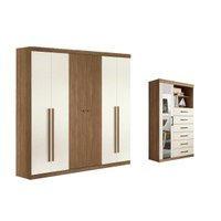 Quarto Completo Modu 2 Peças (1GuardaRoupa+1Cômoda) QC377 Jatoba/Areia - Santos Andirá