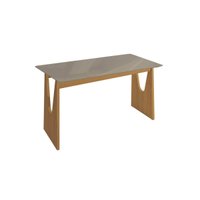 Mesa Jantar Mila Premium Madeira Maciça c/ Tampo Madeirado c/ Vidro 120x80cm Carvalho/Freijo Bronze Kappesberg