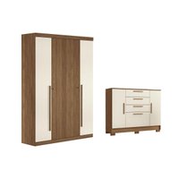 Quarto Completo Modu +Cômoda QC341 Jatoba/Areia - Santos Andirá