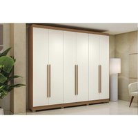 Guarda Roupa 6 Portas e 3 Gavetas c/ Pés CB03T580 Canela/Off White - Kappesberg