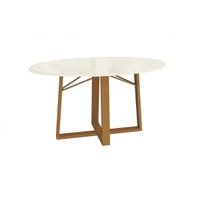 Mesa p/ Cozinha Elma Premium Madeira Maciça c/ Tampo Madeirado c/ Vidro 105x105cm Carvalho/Off White - Kappesberg