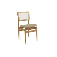 Cadeira Cozinha Stela 1CMM013CA Premium Madeira Maciça 1 Un Carvalho/Boucle Bege/Tela Bege - Kappesberg