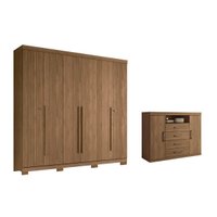 Quarto Completo Modu 2 Peças (1GuardaRoupa+1Cômoda) QC368 Jatobá - Santos Andirá