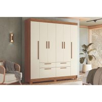 Guarda Roupa 6 Portas Guarapuava Jatoba/Areia - Santos Andirá