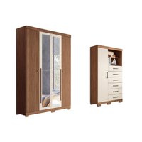 Quarto Completo Modu +Cômoda QC312 Jatoba/Areia - Santos Andirá