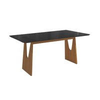 Mesa Multiuso Cozinha Mila Premium Madeira Maciça c/ Tampo Madeirado c/ Vidro 160x90cm Carvalho/Preto Fosco - Kappesberg