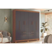 Guarda Roupa Solteiro 6 Portas Guarapuava Jatobá/Grafite Santos Andirá