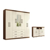 Quarto Completo Modu +1Cômoda QC601 Jatoba/Areia - Santos Andirá