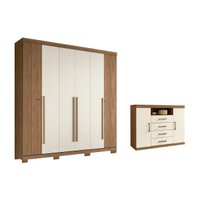 Quarto Completo Modu 2 Peças (1GuardaRoupa+1Cômoda) QC368 Jatoba/Areia - Santos Andirá