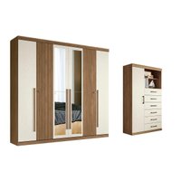 Quarto Completo Modu 2 Peças (1GuardaRoupa+1Cômoda) QC361 Jatoba/Areia - Santos Andirá