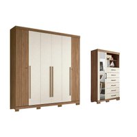 Quarto Completo Modu 2 Peças (1GuardaRoupa+1Cômoda) QC372 Jatoba/Areia - Santos Andirá