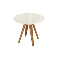 Mesa p/ Cozinha Duna Premium Madeira Maciça c/ Tampo Madeirado c/ Vidro 105x105cm Carvalho/Off White - Kappesberg