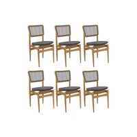 Kit 6 Cadeiras Sala Jantar Stela 1CMM013CA Premium Madeira Maciça 6 Un Carvalho/Boucle Bege Fendi/Tela Bege - Kappesberg