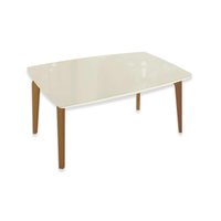 Mesa Multiuso Cozinha Mira Madeira Maciça c/ Tampo Madeirado c/ Vidro 170x90cm Carvalho/Off White - Kappesberg