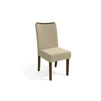 Kit 2 Cadeiras Sala Jantar Rosa 2CAD129 Madeirado 2 Un Walnut/Linho Bege - Kappesberg