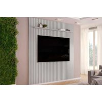 Painel Quarto p/ TV até 85 Pol Pratic Ripado c/ 1 Prateleira 250x240cm Bali - DJ Móveis
