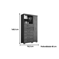 Quarto Completo Modu +Cômoda QC326 Jatobá/Grafite - Santos Andirá