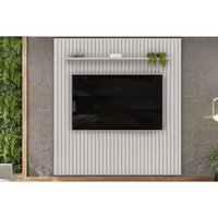 Painel Quarto p/ TV até 65 Pol Pratic Ripado c/ 1 Prateleira 223x240cm Bali - DJ Móveis