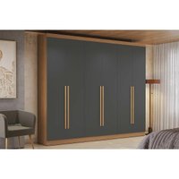 Guarda Roupa 6 Portas e 3 Gavetas T580 Canela/Grafite - Kappesberg