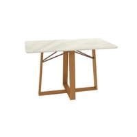 Mesa Jantar Elma Premium Madeira Maciça c/ Tampo Madeirado c/ Vidro 160x90cm Carvalho/Off White Kappesberg
