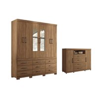 Quarto Completo Modu Guarda Roupa+Cômoda QC420 Jatobá - Santos Andirá