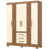 Guarda Roupa Casal 6 Portas 3 Gavetas 160 cm B375 Nature Off White Briz