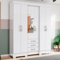 Guarda Roupa Casal 6 Portas 3 Gavetas 163 cm B23 Branco Briz