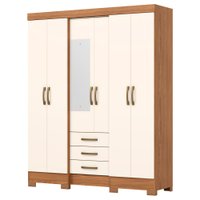 Guarda Roupa Casal 6 Portas 3 Gavetas 163 cm B23 Nature Off White Briz