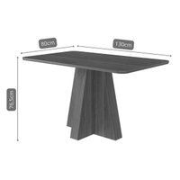 Conjunto: Mesa Sala Jantar Maitê Tampo Madeirado 130x80cm e 4 Cadeiras Fernanda Cinamomo - Carvalho/Linho Grafite Cimol