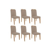 Cadeira Cozinha Paola Wood Kit 6 Un Carvalho/Linho Bege - Cimol