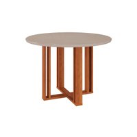 Mesa Multiuso Cozinha Flora c/ Tampo Madeirado c/ Vidro 109X109cm Cinamomo/Off White - Cimol