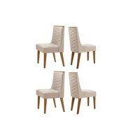 Cadeira de Cozinha Dafne Kit 4 Un Madeira Capuccino/Suede Creme - Rufato