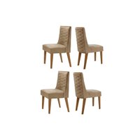 Kit 4 Cadeiras de Cozinha Dafne 4 Un Madeira Capuccino/Linho Bege Turim - Rufato