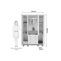 Quarto Infantil Completo 3 Peças (1GuardaRoupa+1Berço+1Cômoda) QI113 Branco/Amêndoa - Peroba
