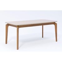Mesa p/ Cozinha Cimol Ficus c/ Tampo Madeirado c/ Vidro 180cm Carvalho/Off White