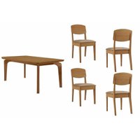 Conjunto: Mesa de Cozinha Londrina Curvo 120cm + 4 Cadeiras Havana Naturale - Corano Capuccino - Rufato