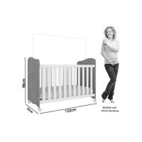 Quarto de Bebê Completo Uli 3 Peças (1GuardaRoupa+1Berço+1Cômoda) QI108 Branco/Amendoa - Peroba