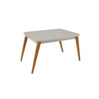 Mesa p/ Cozinha Rufato Havana Madeira c/ Tampo Madeirado Curvo 120cm Naturale/Off White