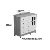 Quarto de Bebê Completo Elô 3 Peças (1GuardaRoupa+1Berço+1Cômoda) QI119 Branco/Amendoa - Peroba