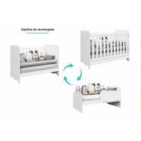 Quarto de Bebê Completo 3 Peças (1GuardaRoupa+1Berço+1Cômoda) QI126 Branco/Amendoa - Peroba