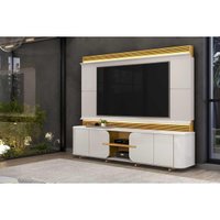 Rack Bancada c/ Painel p/ TV até 75 Pol Lord 4 Porta 240x200cm Bali/Cedro - DJ Móveis